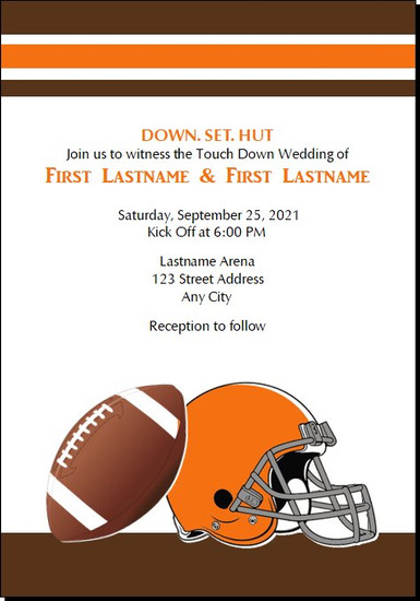 Football Gear Orange Wedding Invitations 5x7 Flat