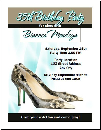 A Choo Stiletto Birthday Party Invitation