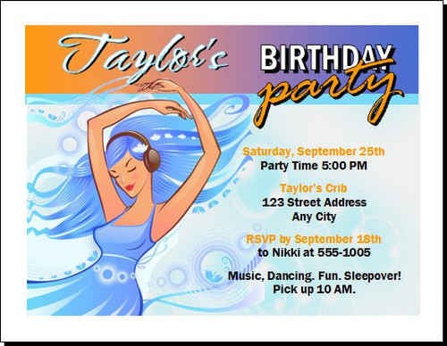 Aqua Girl Birthday Party Invitation
