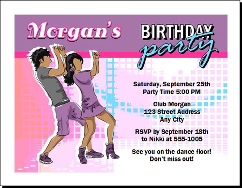 Dancing Teens Birthday Party Invitation Pastel
