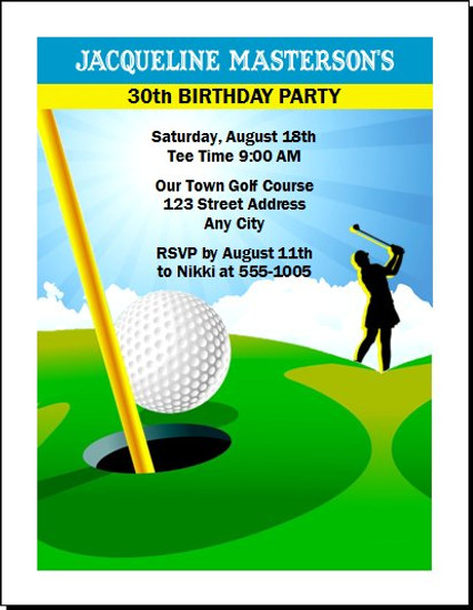 Golf Female Birthday Party Invitation