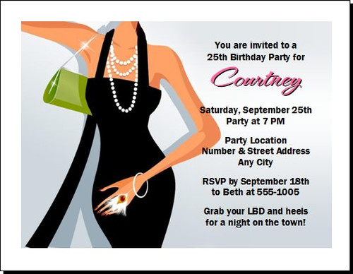 Little Black Dress Birthday Party Invitation