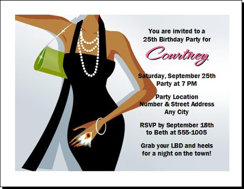 Little Black Dress Dark Birthday Party Invitation