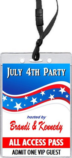 4th of July Party VIP Pass Invitation Front