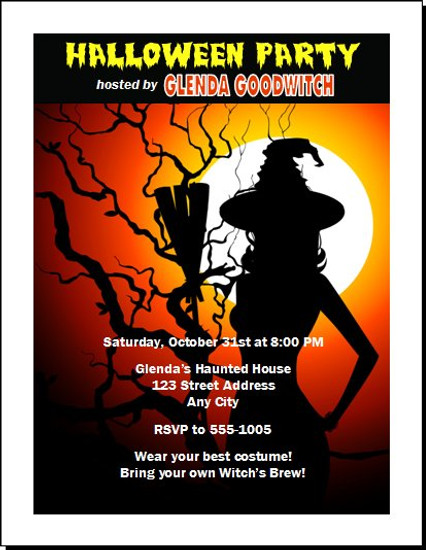 Witch Tree Halloween Party Invitation