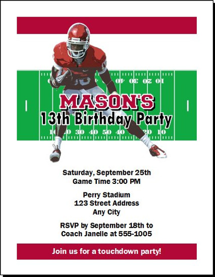 Oklahoma Sooners Colored Football Birthday Party Invitation