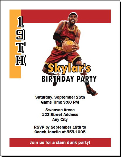 Cleveland Cavaliers Colored Basketball Party Invitation