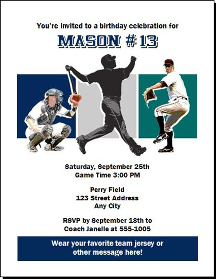 Seattle Mariners Colored Birthday Party Invitation