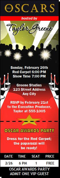 Oscar Awards Red Carpet Paparazzi Ticket Invitation