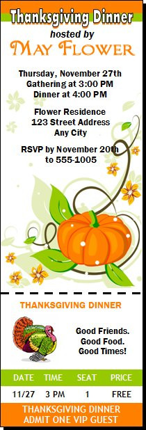 Colors of Fall Thanksgiving Party Ticket Invitation