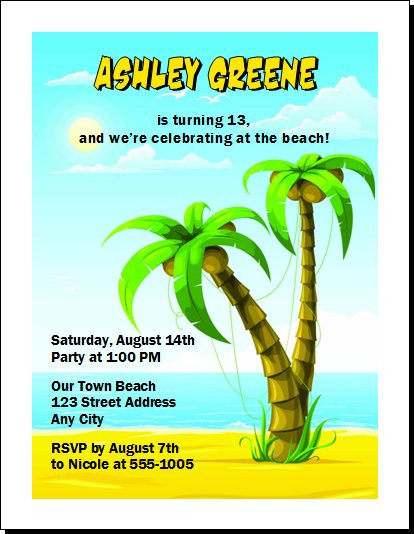 beach party birthday invitation
