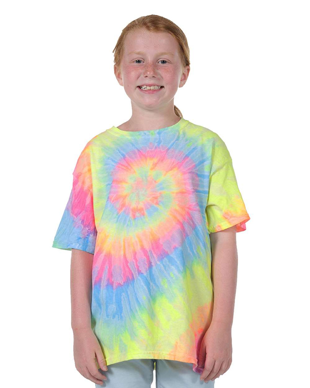 Dyenomite YOUTH Multi Color Spiral Tie Dye T Shirt