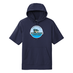 Wheaton Barracudas - Sport-Tek Sport-Wick Fleece Short Sleeve Hooded Pullover - Navy