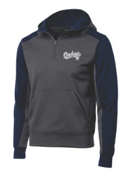 Cowboys Cheer Sport-Tek Tech Fleece Colorblock 1/4-Zip Hooded Sweatshirt