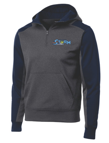 Carol Stream Storm Logo Sport-Tek Tech Fleece Colorblock 1/4-Zip Hooded Sweatshirt