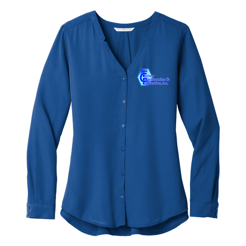 Forkey - Port Authority Women's Long Sleeve Button-Front Blouse