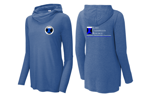 KUR Ladies Tri-Blend Wicking Long Sleeve Hooded Tee Shirt