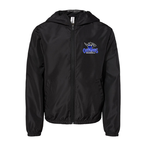 Outlaws Baseball Independent Trading Co. - Youth Lightweight Windbreaker Full-Zip Jacket 