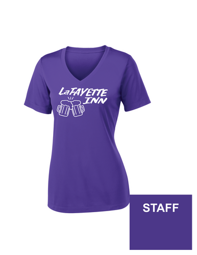 Lafayette Inn Ladies PosiCharge  V-neck Tee  "STAFF"
