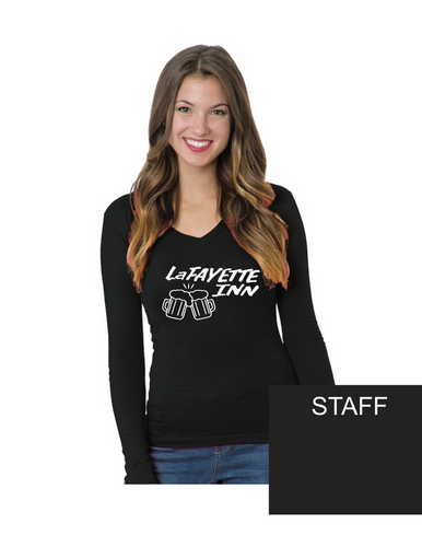 Lafayette Inn Ladies Long Sleeve Cotton V Neck Tee STAFF