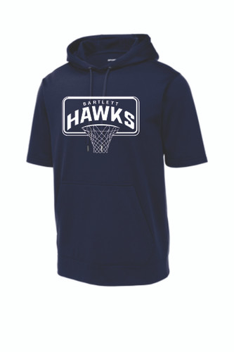 Bartlett High School Basketball YOUTH Sport-Tek Sport-Wick Fleece Short Sleeve Hooded Pullover (Design 1)