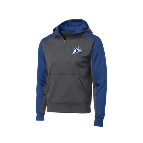 MMS Mustangs Wrestling Sport-Tek Tech Fleece Colorblock 1/4-Zip Hooded Sweatshirt