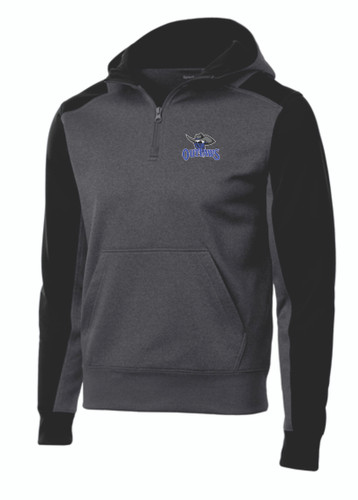 Outlaws Baseball Sport-Tek Tech Fleece Colorblock 1/4-Zip Hooded Sweatshirt