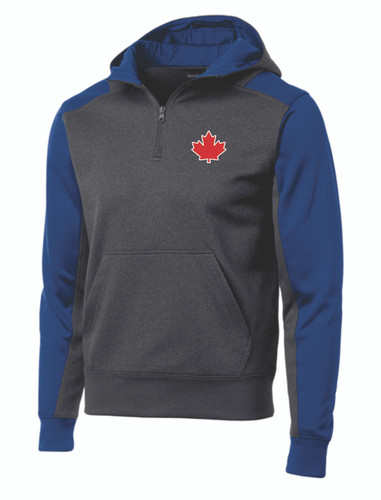 Blue Jays Baseball Sport-Tek Tech Fleece Colorblock 1/4-Zip Hooded Sweatshirt