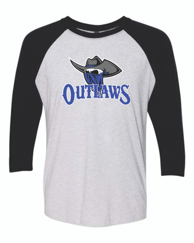 Outlaws Baseball Unisex Triblend Three-Quarter Raglan T-Shirt