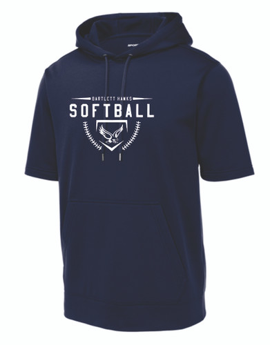 Bartlett Hawks Softball Sport-Tek Sport-Wick Fleece Short Sleeve Hooded Pullover