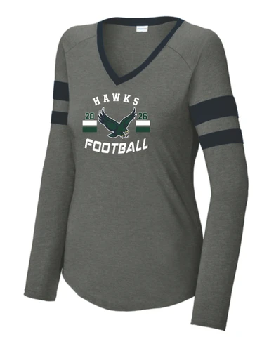 BHS Football Sport-Tek® Women's Halftime Stripe Long Sleeve V-Neck Tee