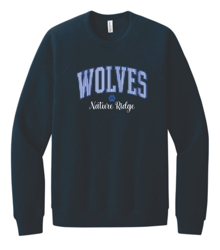 Nature Ridge Wolves Stripes Staff BELLA + CANVAS Fleece Crewneck Sweatshirt