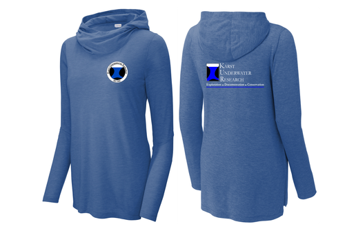 KUR Ladies Tri-Blend Wicking Long Sleeve Hooded Tee Shirt