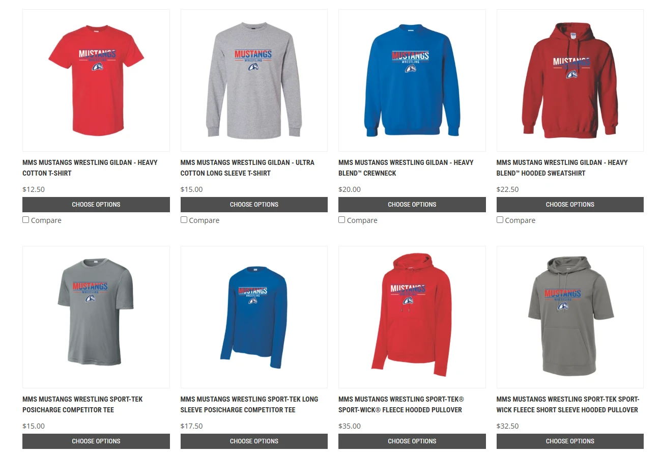 Example of a custom A&A Custom Wear web store