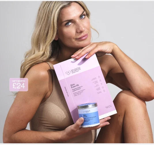 Model holding Skin Even IQ