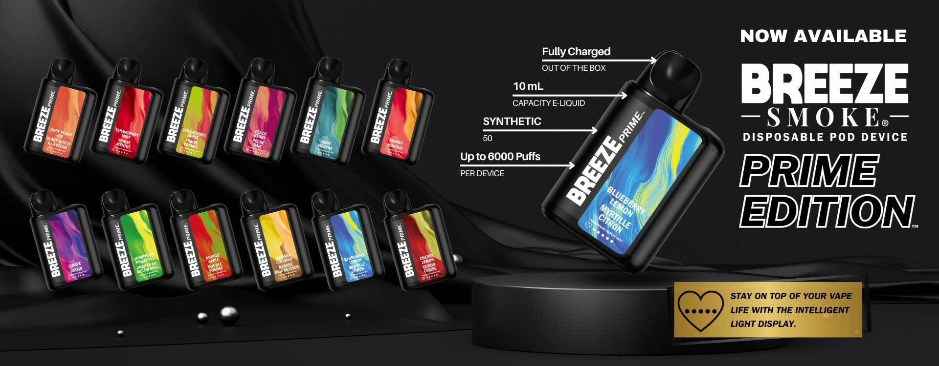 Breeze Prime 6000 Puffs Disposable Vape in all flavors
