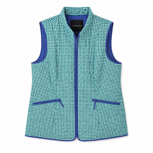 Talbots Teal/White Gingham Check Vest