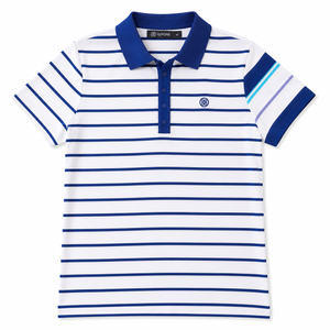 G/FORE Royal Blue Striped Short Sleeve Golf Polo | Medium