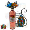 colorful vibrant metal cat wine bottle holder