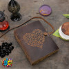 soft brushed leather journal with embossed heart