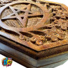 Wooden jewelry box with pentagram and Celtic markings