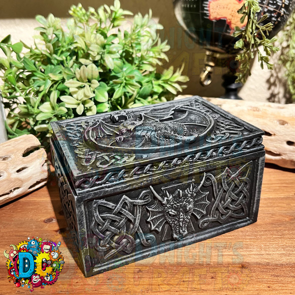 Dragon jewelry box with Celtic markings