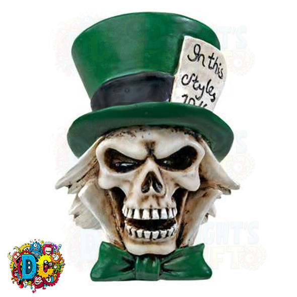 mad hatter skull figurine bust