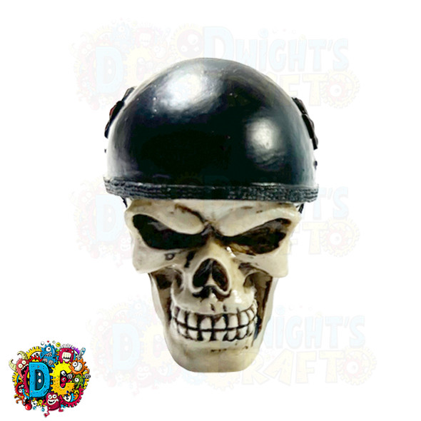 Motorcycle biker skull small resin skull with half helmet