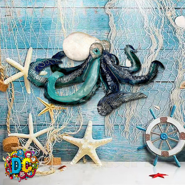 colorful metal octopus wall hanging