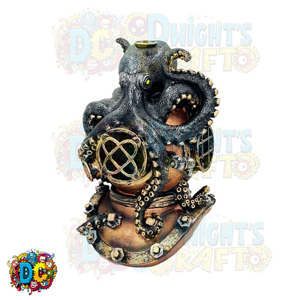 Octopus divers helmet backflow incense burner