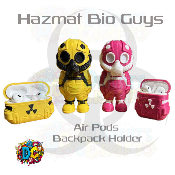 Hazmat Toxic Bio Guy AirPods backpack case holder