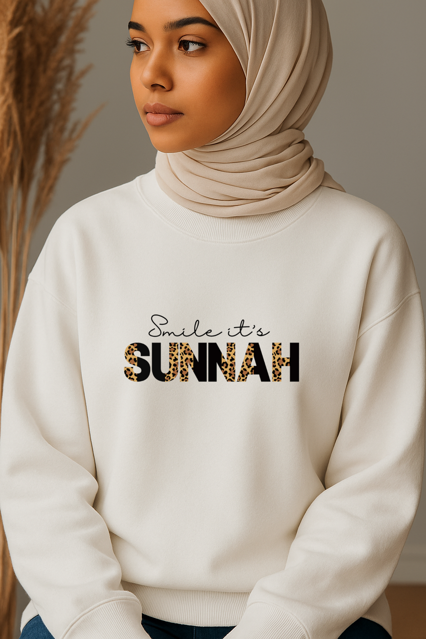 Ummah Trends Smile It's SUNNAH BLACK Print Sweatshirt
