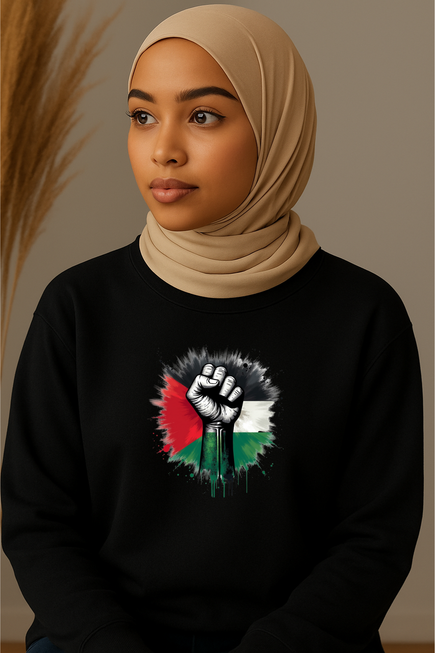 Ummah Trends Palestinian Flag Fist Hand Print Sweatshirt