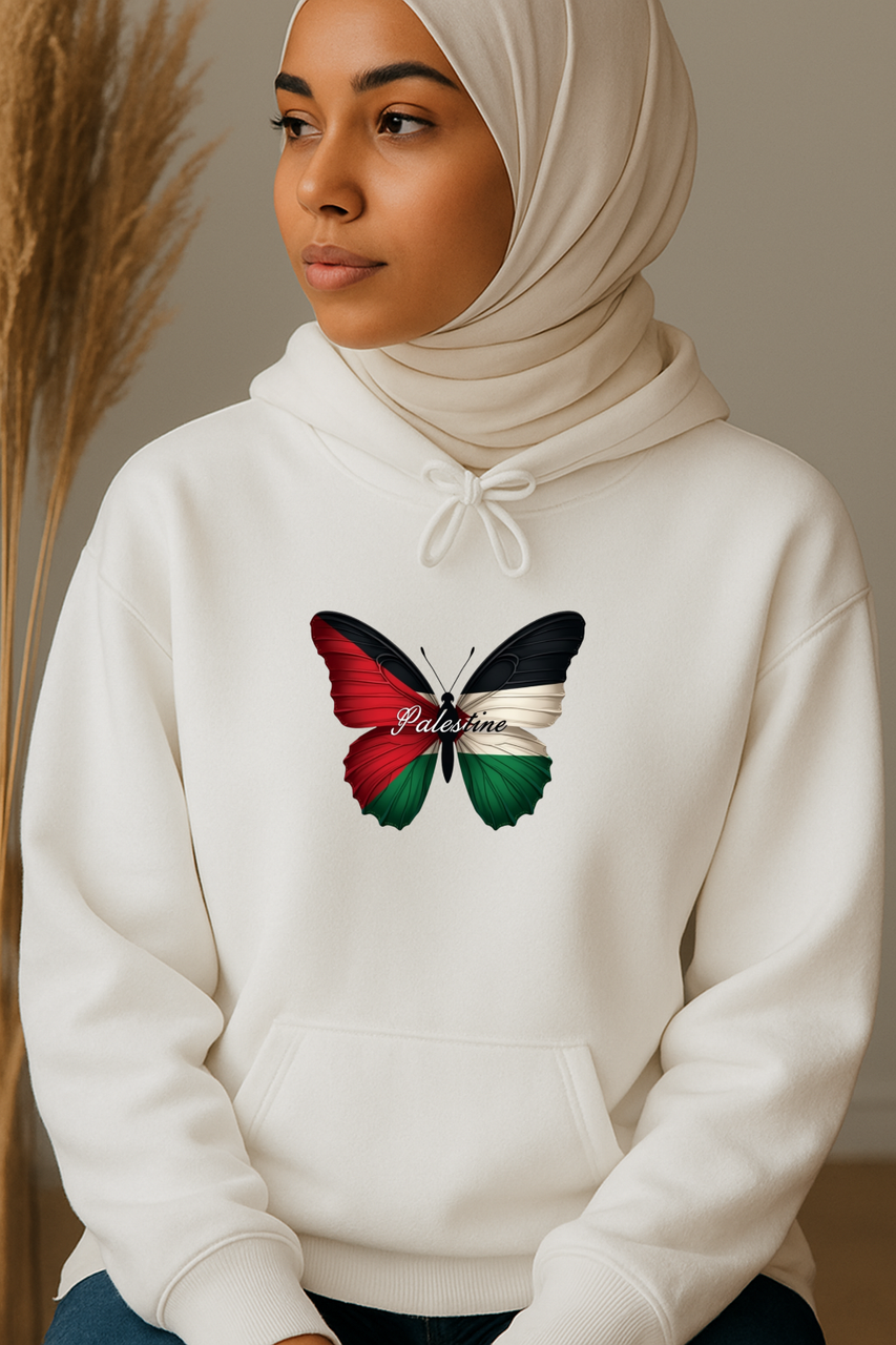 Ummah Trends Palestinian Flag Butterfly Print Hoodie